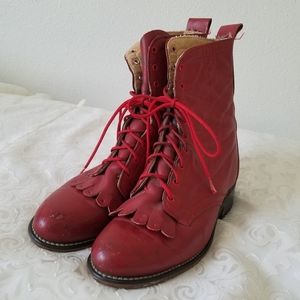 Vintage Justin Roper red western riding boots
